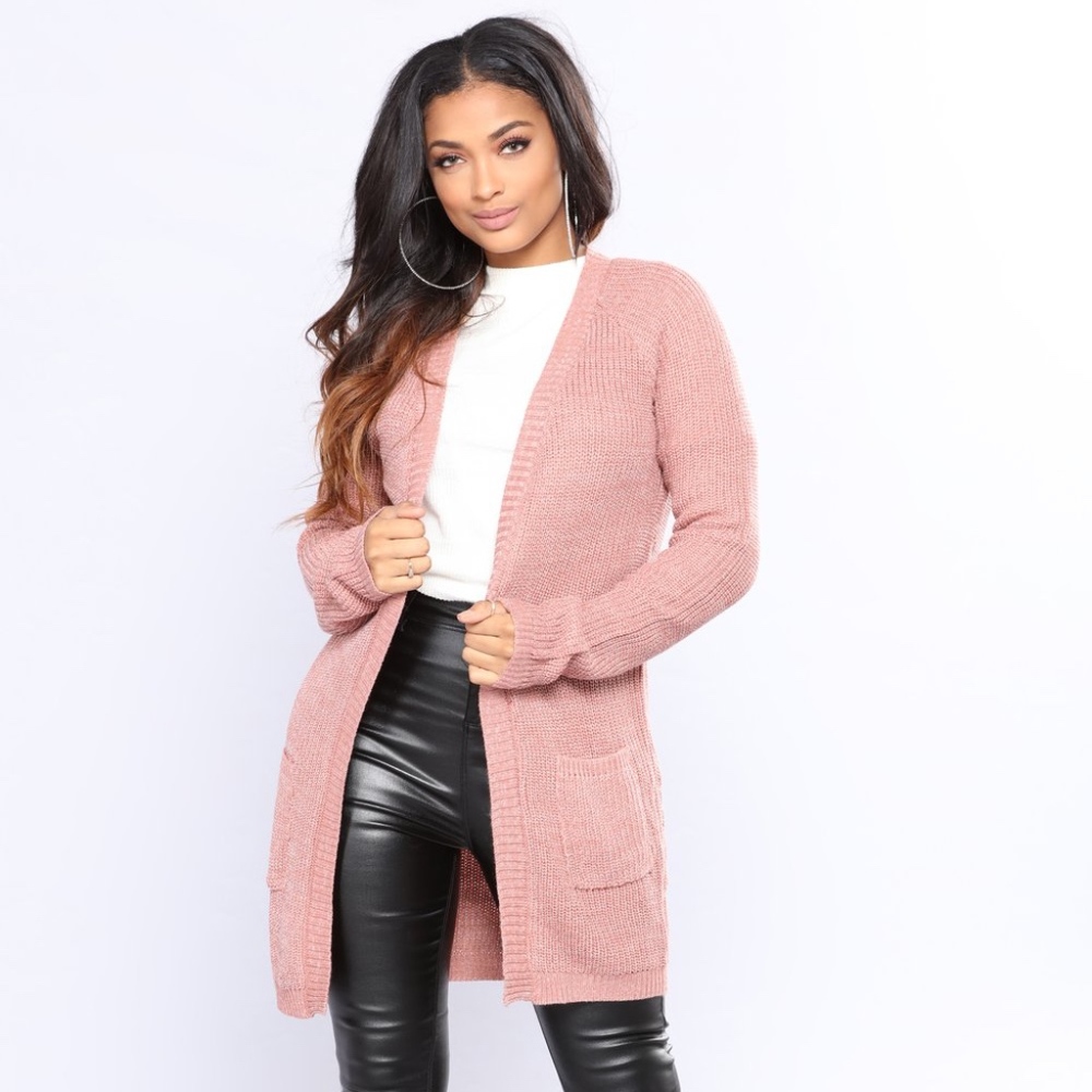 Mauve/Pink Cardigan Sweater